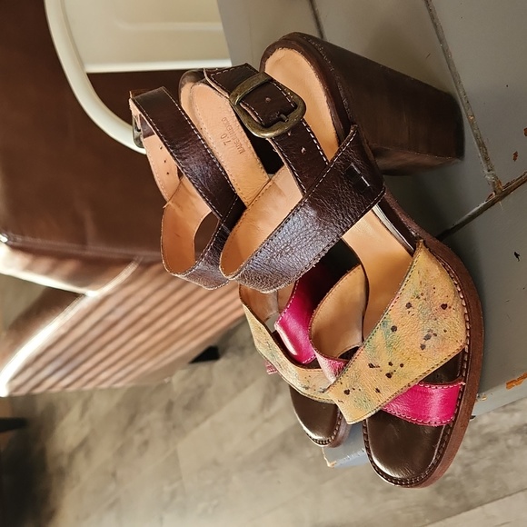 Bed Stu Inez Heels Heeled Leather Sandals Size 7 - Picture 4 of 4